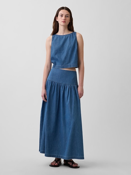 Image number 1 showing, Denim Drop-Waist Maxi Skirt