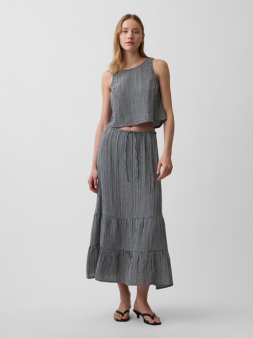 Image number 1 showing, Cotton Gauze Easy Tiered Maxi Skirt
