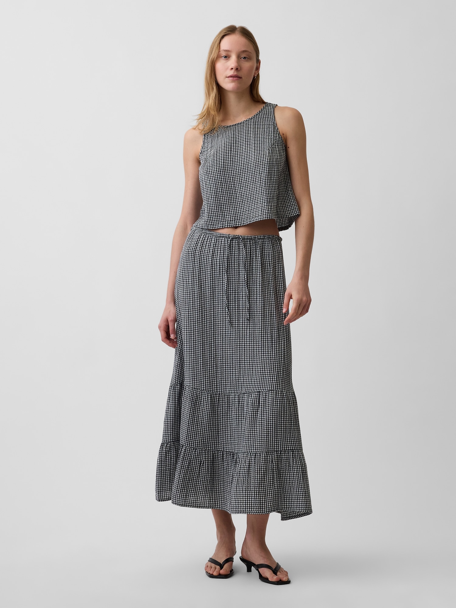 Cotton Gauze Easy Tiered Maxi Skirt