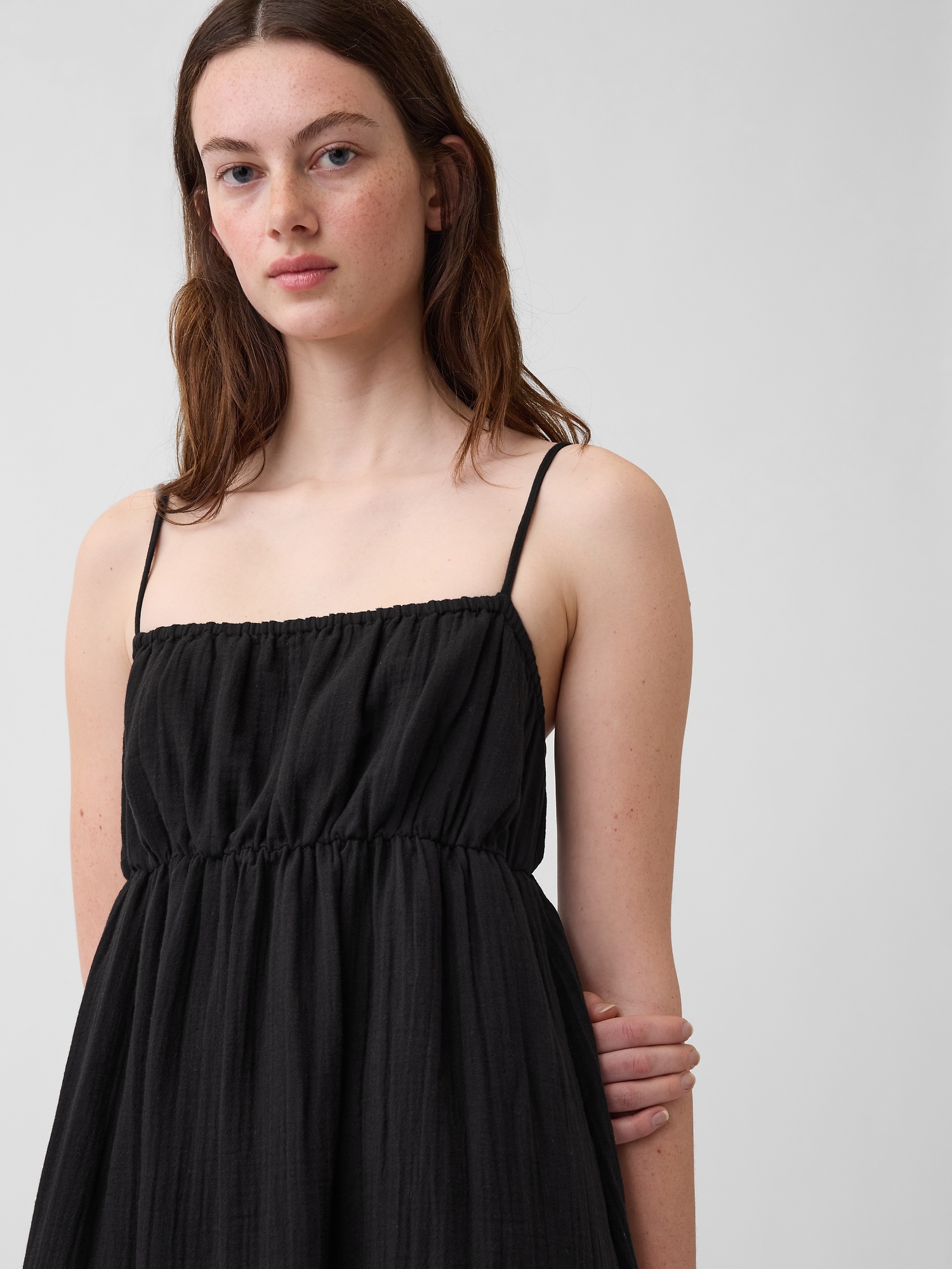 Cotton Gauze Tiered Empire Waist Dress