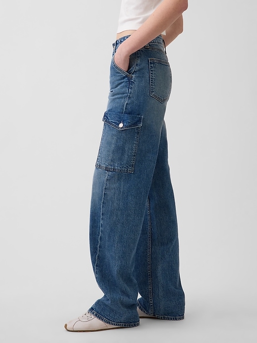 L'image numéro 3 présente Jean cargo coupe ample années 90 à taille basse