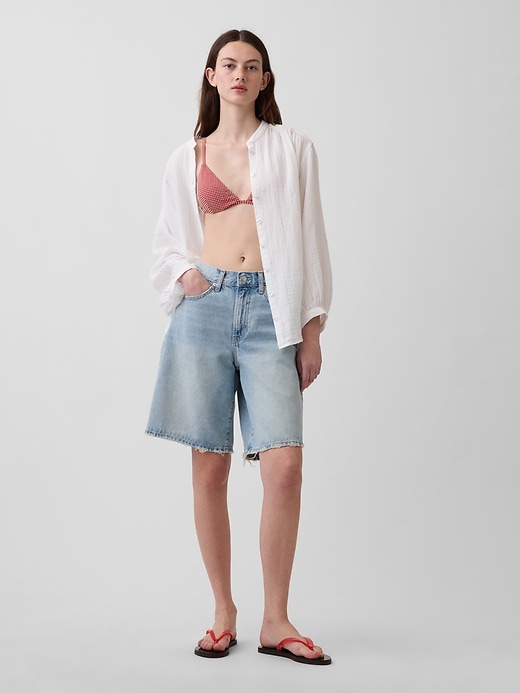 Image number 2 showing, Cotton Gauze Oversized Collarless Shirt