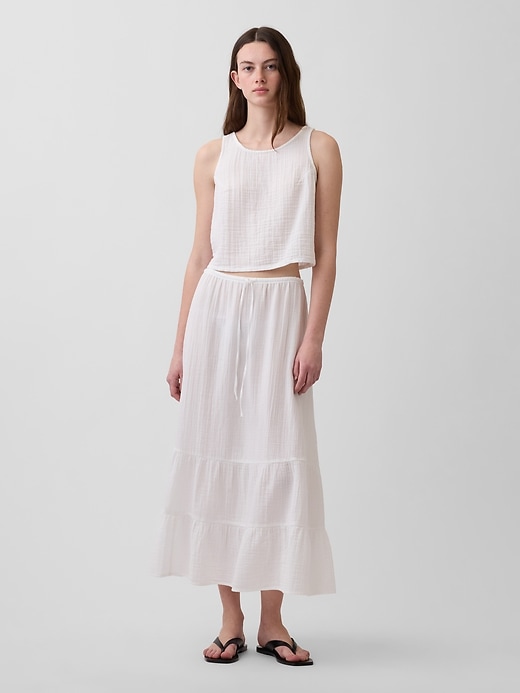 Image number 1 showing, Cotton Gauze Easy Tiered Maxi Skirt
