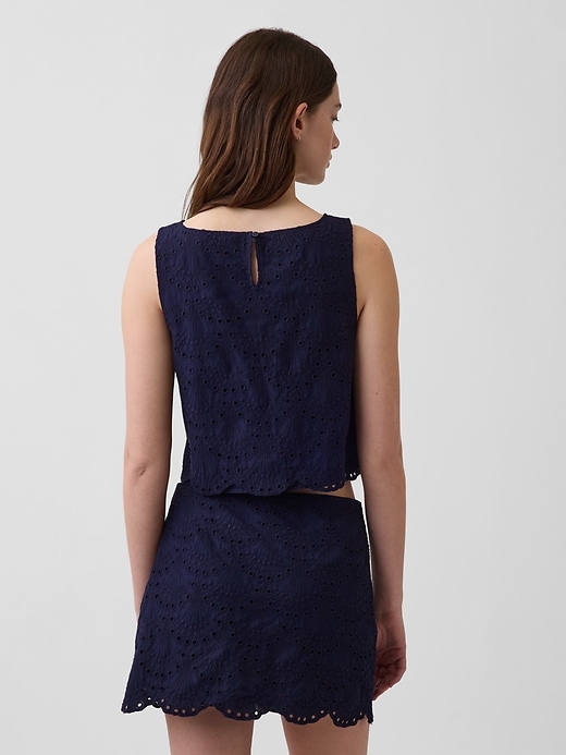 Image number 3 showing, Eyelet Crop Shell Tank Top