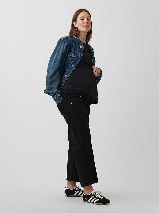Image number 1 showing, Maternity Full Panel Wide-Leg Jeans