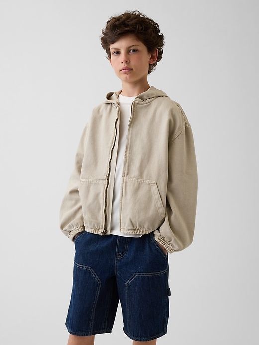 Image number 1 showing, Kids Denim Relaxed Hooded Jacket
