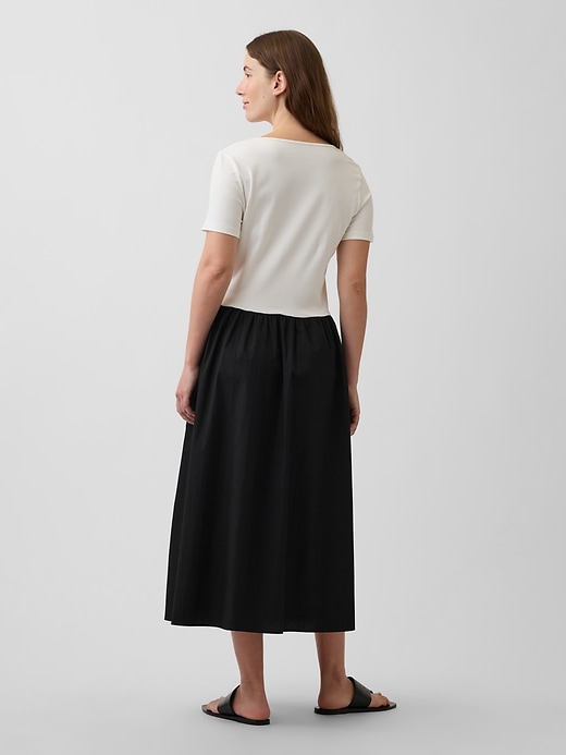 Image number 2 showing, Maternity Mixed Media Drop-Waist Dress