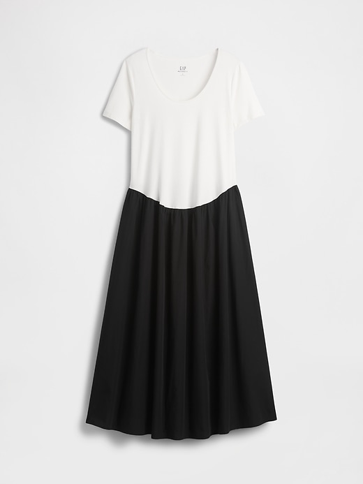 Image number 5 showing, Maternity Mixed Media Drop-Waist Dress