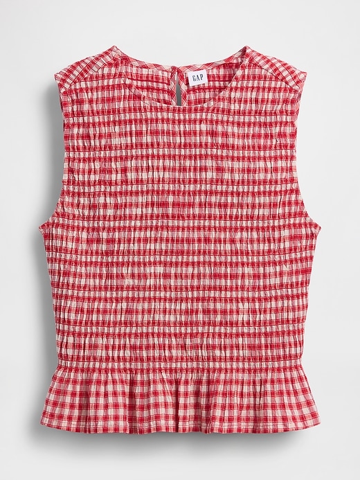 Image number 5 showing, Smocked Gingham Crop Peplum Top