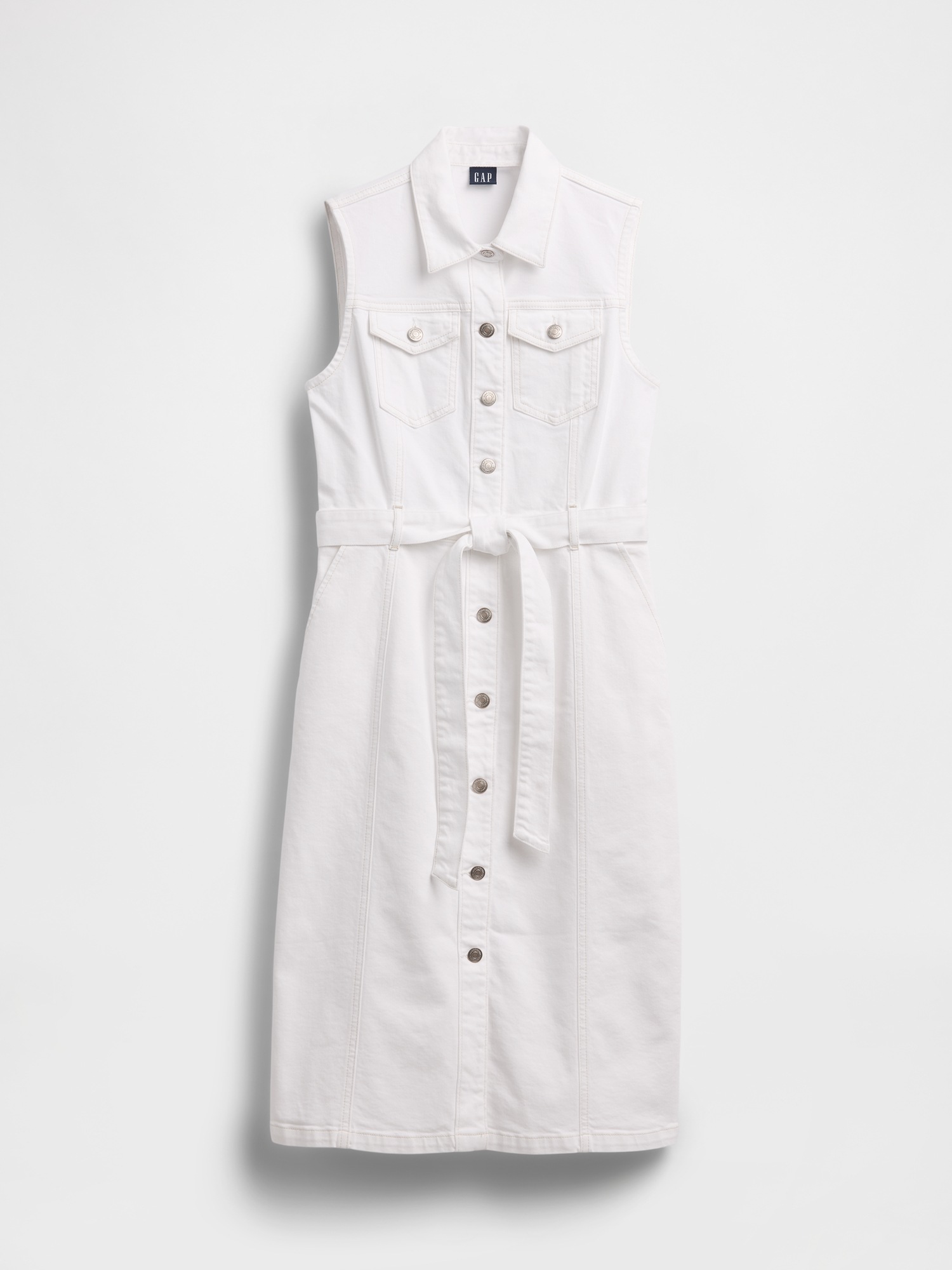 Denim Tie-Belt Midi Dress