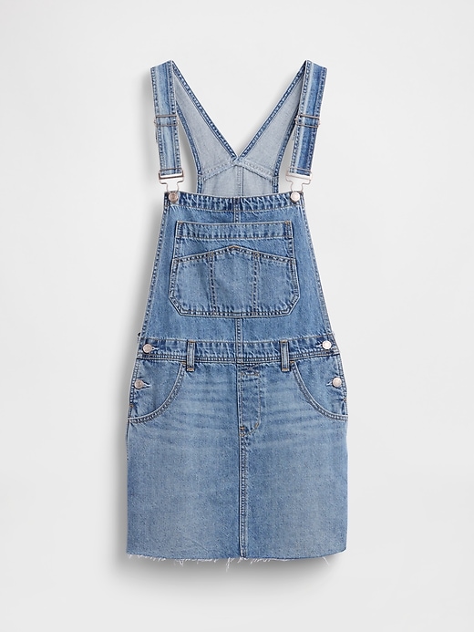 L'image numéro 5 présente Jupe-salopette courte en denim
