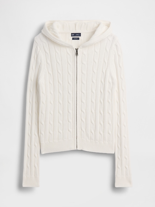 Image number 5 showing, 100% Cotton Cable-Knit Zip Cardigan