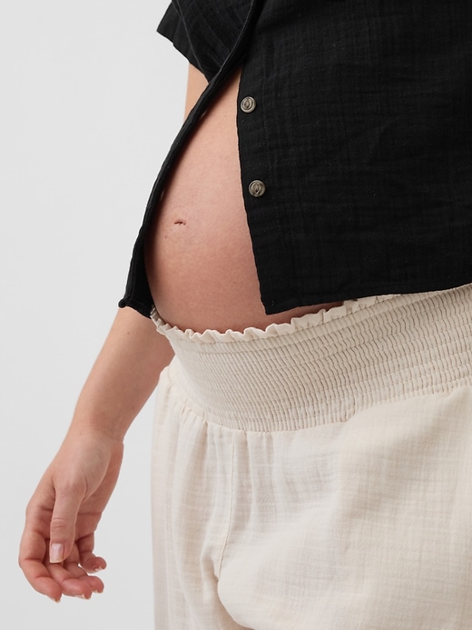Image number 4 showing, Maternity Cotton Gauze Full Panel Pants
