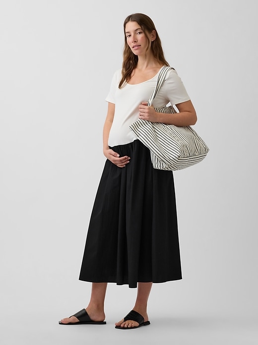 Image number 3 showing, Maternity Mixed Media Drop-Waist Dress