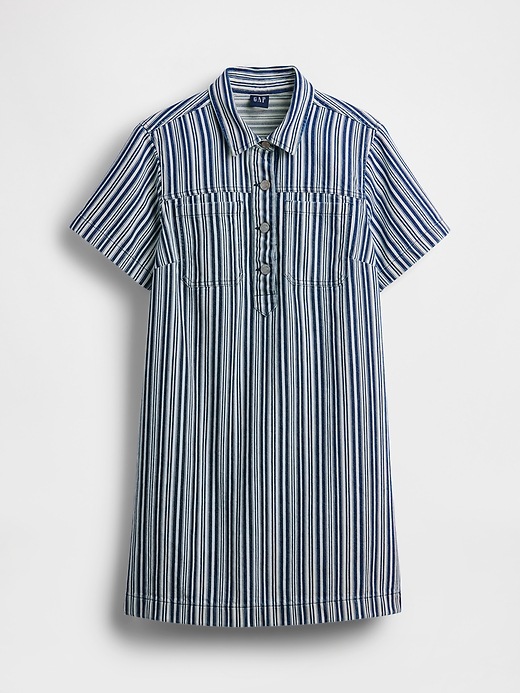 L'image numéro 5 présente Robe courte à enfiler en denim rayé