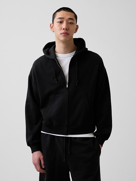 Image number 1 showing, VintageSoft Oversized Crop Zip Hoodie