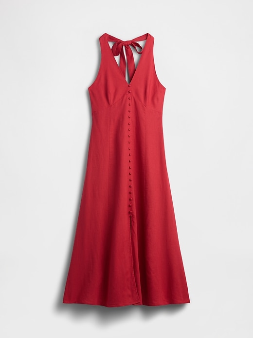 Image number 5 showing, Linen-Blend Halter Maxi Dress