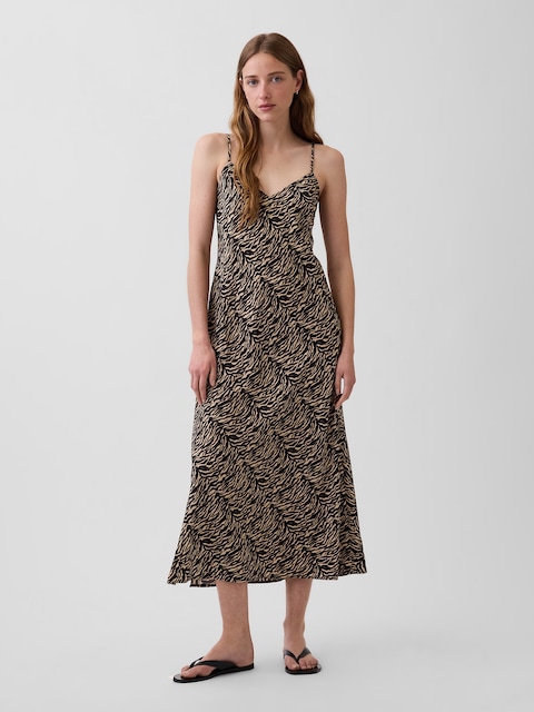 Zebra Print Midi Slip Dress