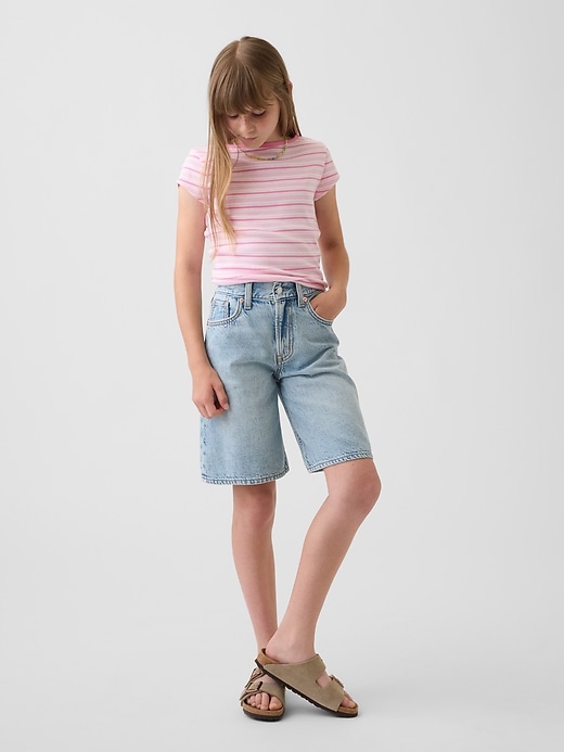 Image number 1 showing, Kids Mid Rise Longline Denim Shorts