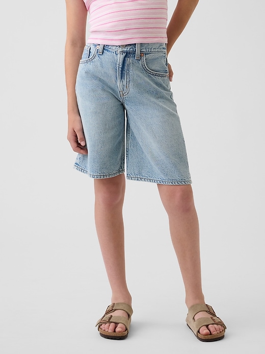 Image number 3 showing, Kids Mid Rise Longline Denim Shorts