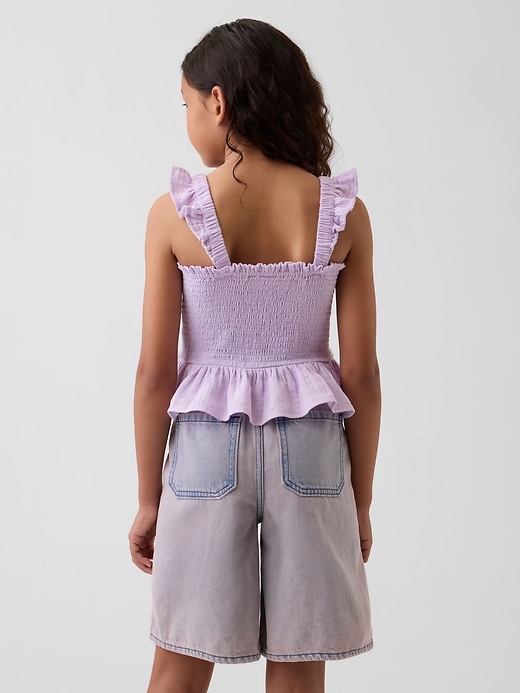 Image number 3 showing, Kids Cotton Gauze Smocked Peplum Top