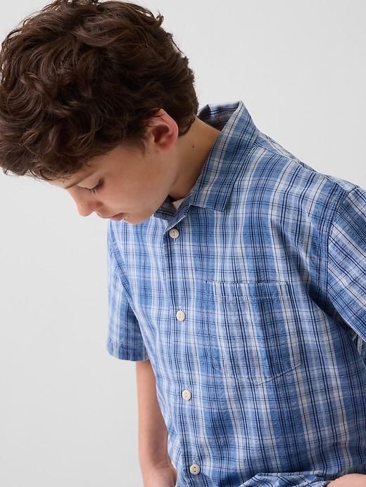Image number 4 showing, Kids Textured Plaid Relaxed Vacay Shirt