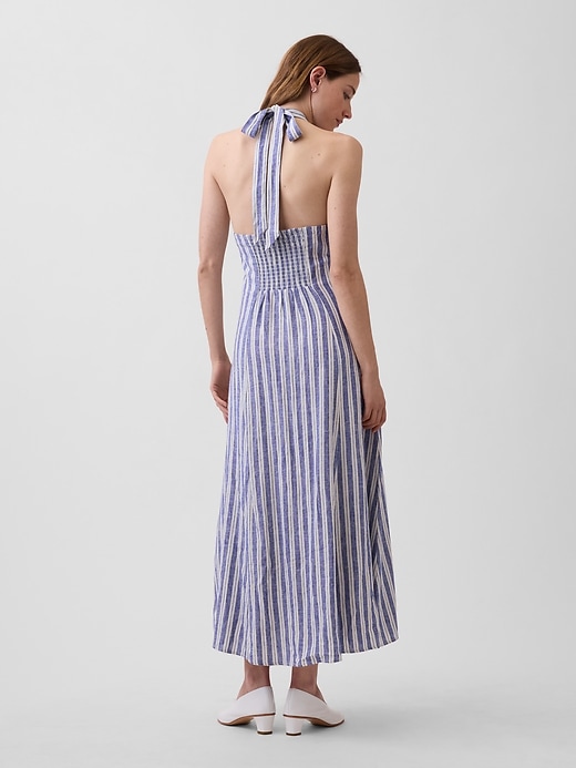 Image number 2 showing, Linen-Blend Halter Maxi Dress
