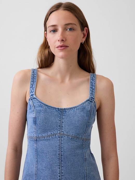 Image number 4 showing, Denim Paneled Mini Dress
