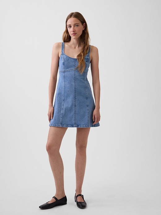 Image number 5 showing, Denim Paneled Mini Dress
