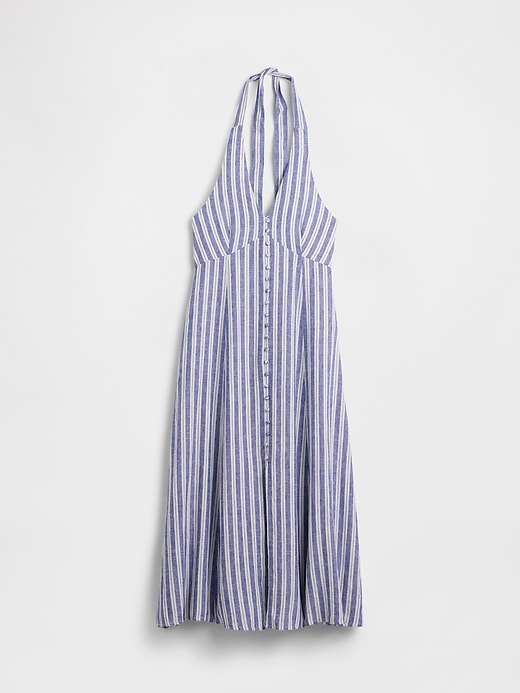 Image number 6 showing, Linen-Blend Halter Maxi Dress