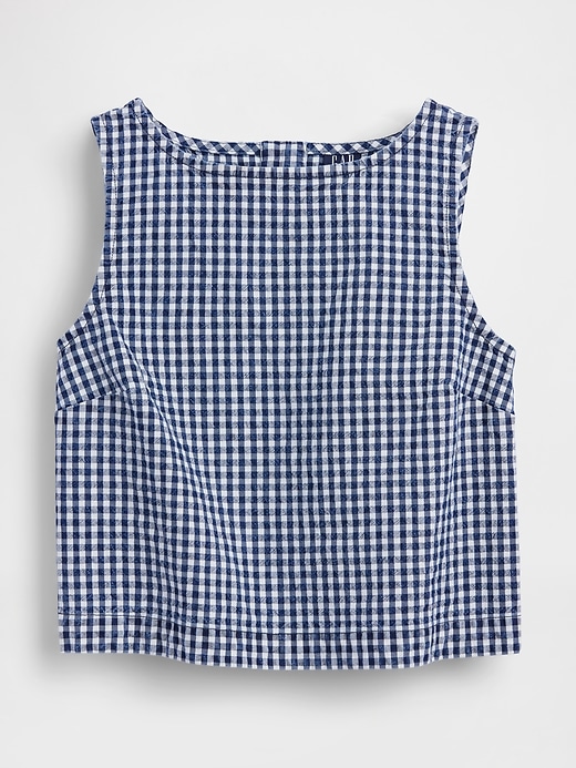 L'image numéro 5 présente Camisole courte en denim à motif guigan