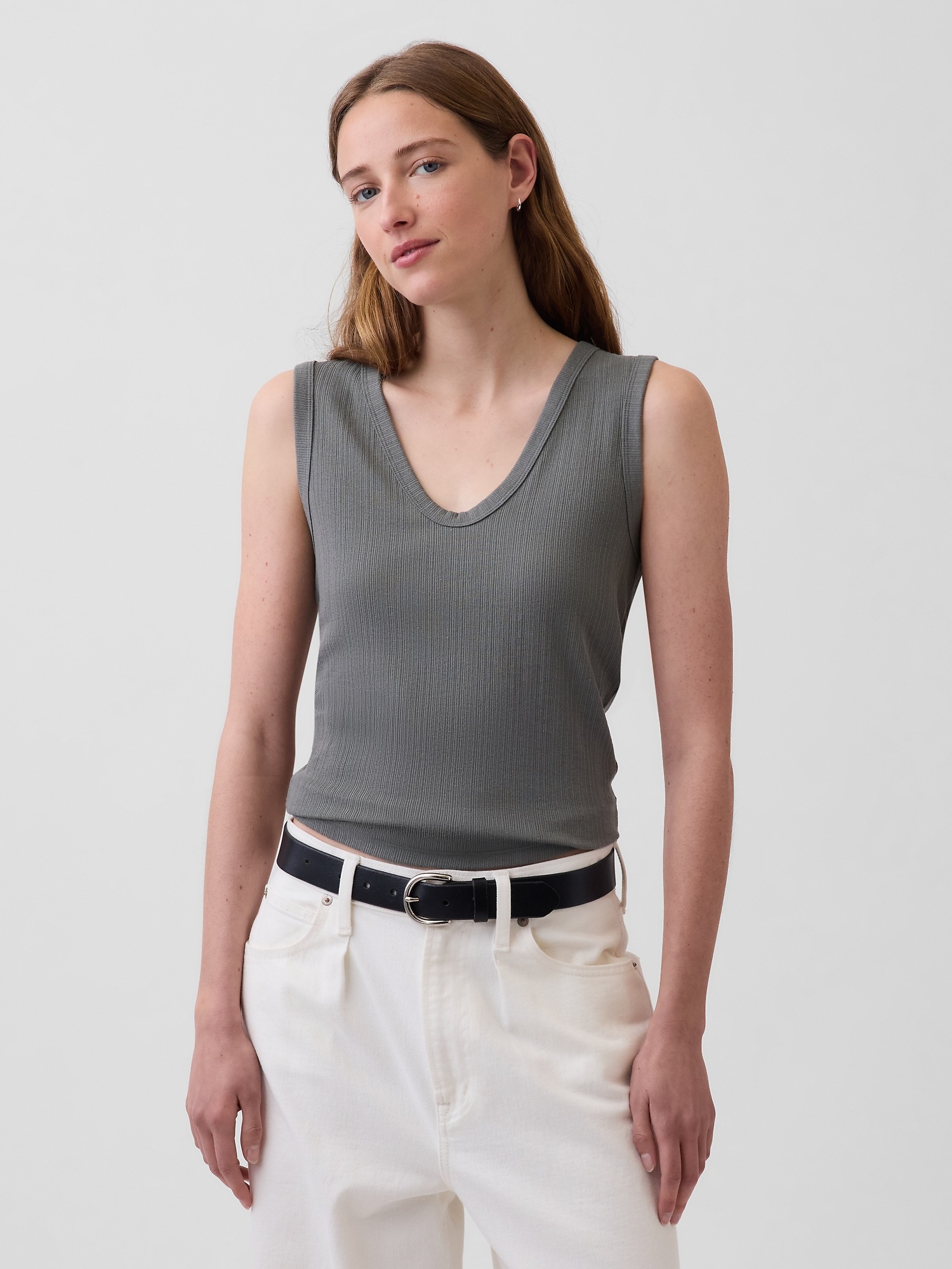 L'image numéro 1 présente Camisole côtelée moirée