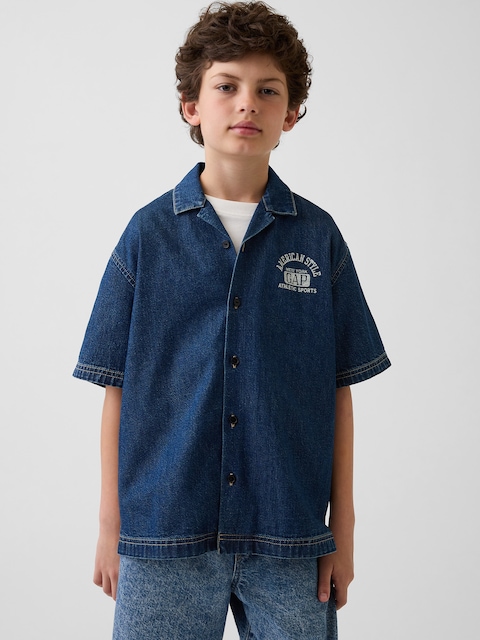 CHEMISE DÉCONTRACTÉE EN DENIM À LOGO NEW YORK POUR ENFANT