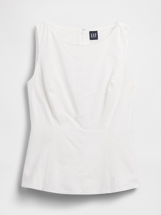 L'image numéro 5 présente Haut à encolure bateau en mélange de lin