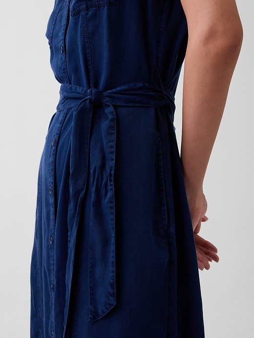 Image number 5 showing, Denim Tie-Waist Utility Midi Dress