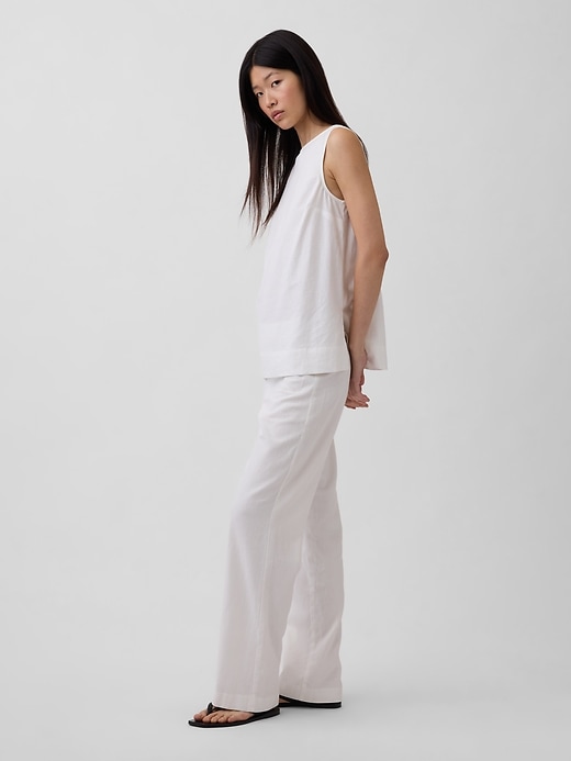 Image number 6 showing, Low Rise Linen-Blend Flare Pants