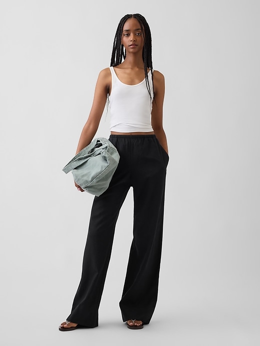 Image number 6 showing, Linen-Blend Easy Wide-Leg Pants