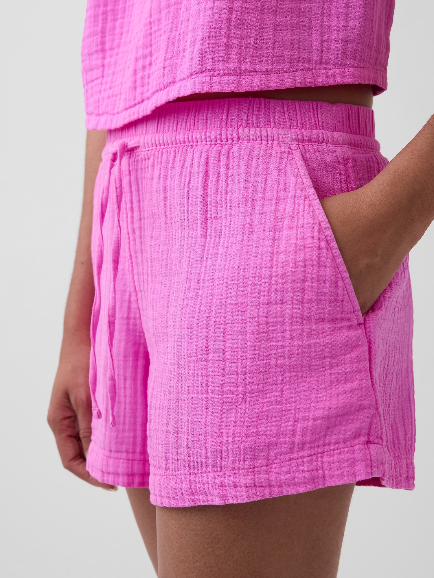 4" Mid Rise Cotton Gauze Easy Shorts