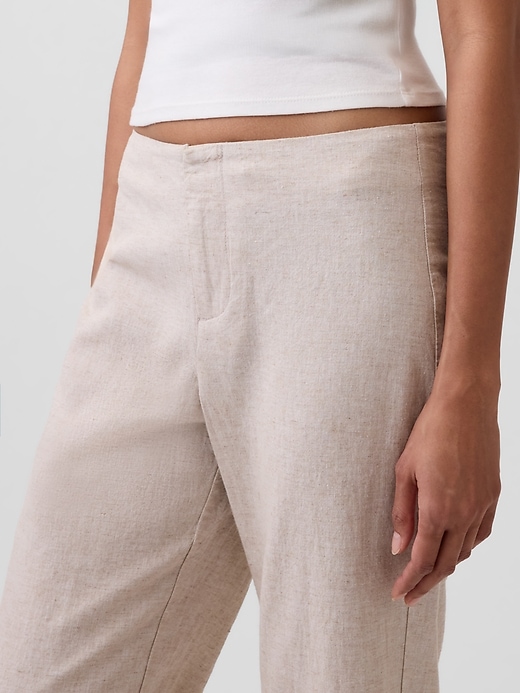 Image number 5 showing, Low Rise Linen-Blend Flare Pants