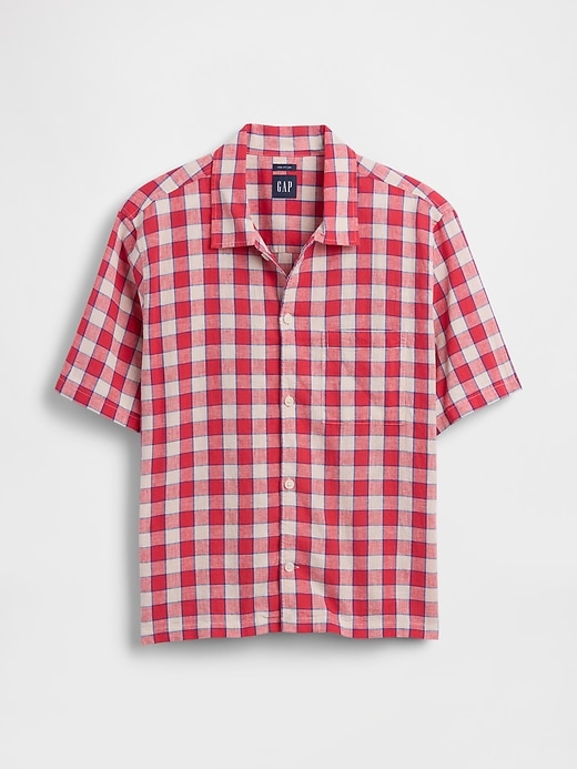 L'image numéro 5 présente Chemise décontractée en lin et coton à ourlet droit