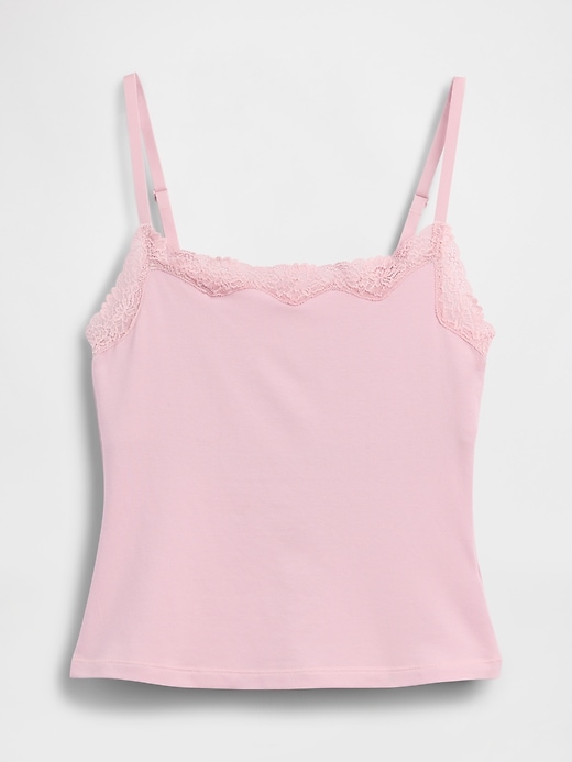 Image number 5 showing, Organic Stretch Cotton Lace-Trim Cami