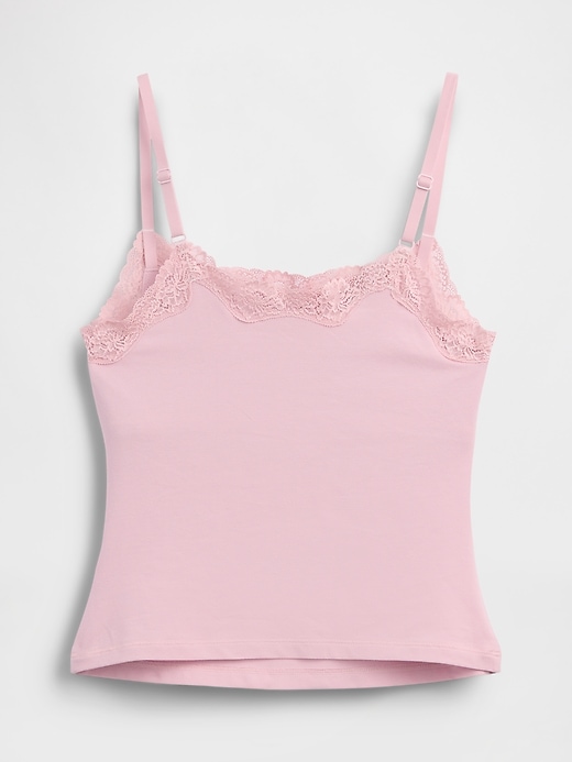 Image number 6 showing, Organic Stretch Cotton Lace-Trim Cami