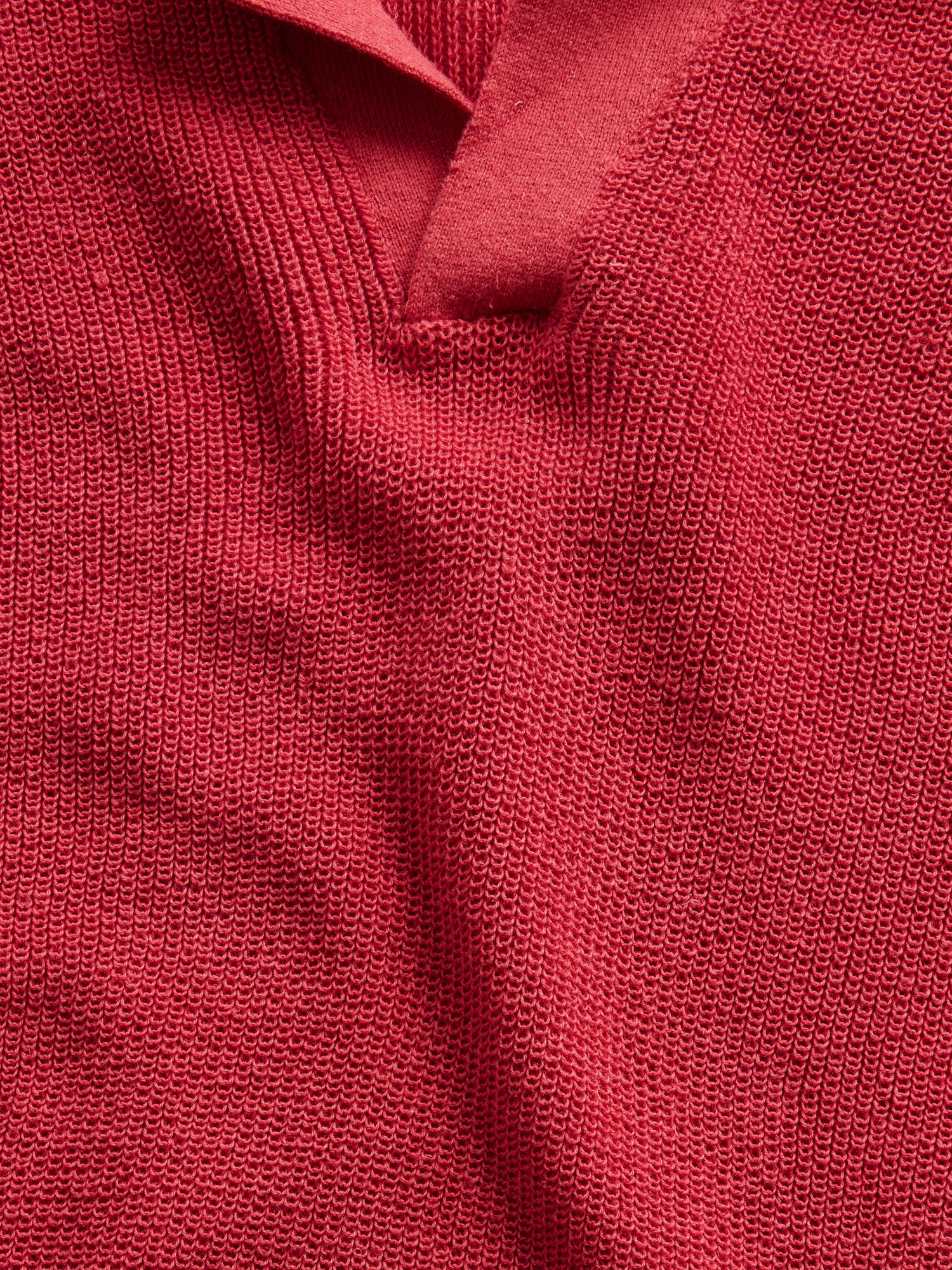Linen-Blend Camp Polo Shirt Sweater Shirt