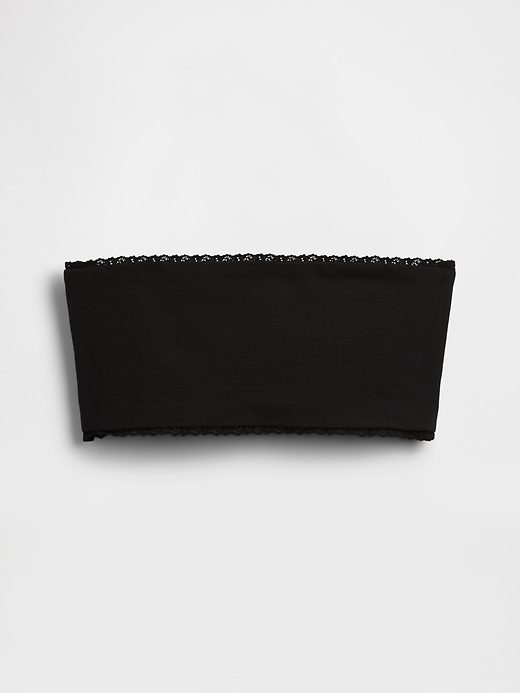 L'image numéro 4 présente Soutien-gorge léger bandeau en coton biologique extensible avec bordure en dentelle