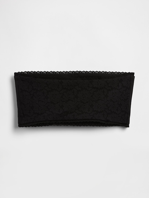 L'image numéro 5 présente Soutien-gorge léger bandeau en coton biologique extensible avec bordure en dentelle