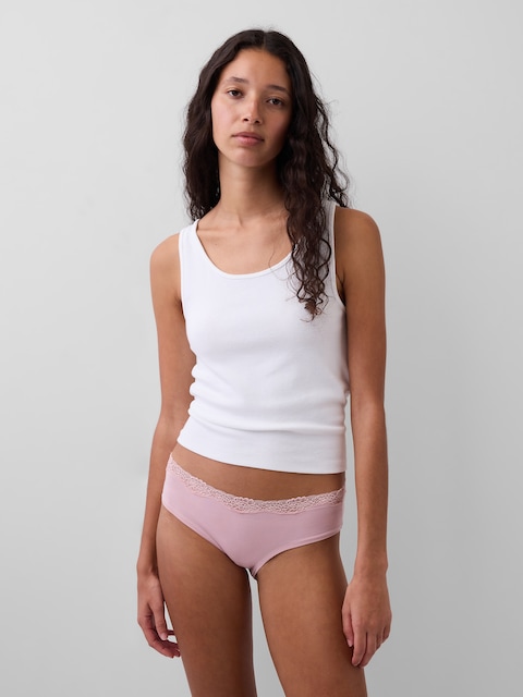 Organic Stretch Cotton Lace-Trim Hipster