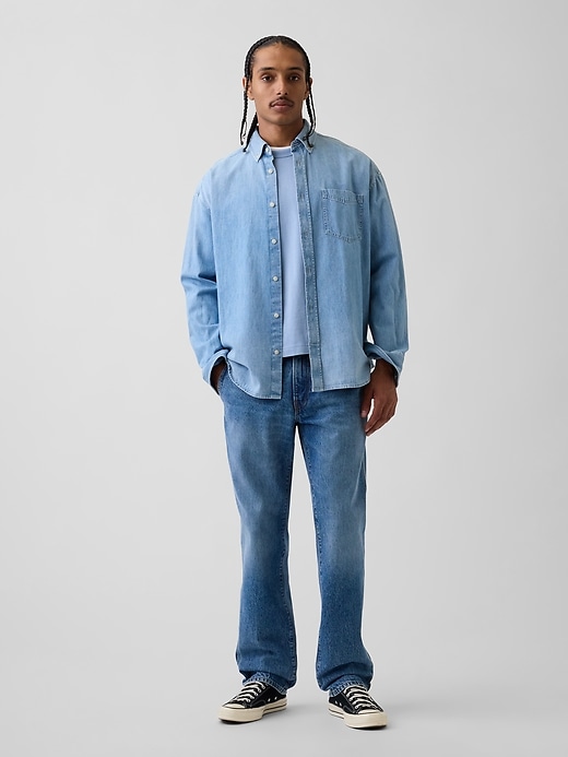 Image number 1 showing, Get Blue Relaxed Straight Trouser Jeans