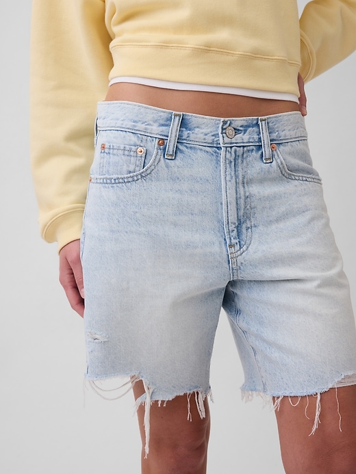 Image number 5 showing, Mid Rise Loose Denim Bermuda Shorts