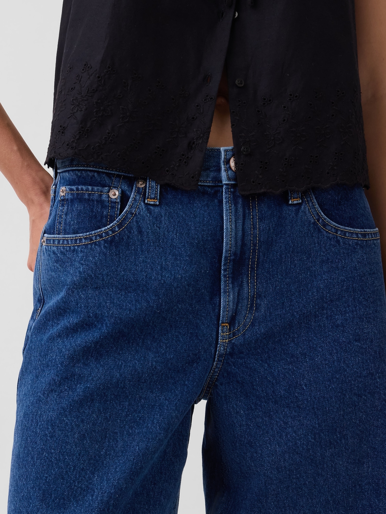 Mid Rise Longline Denim Shorts