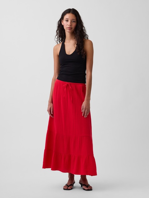Cotton Gauze Tiered Easy Maxi Skirt